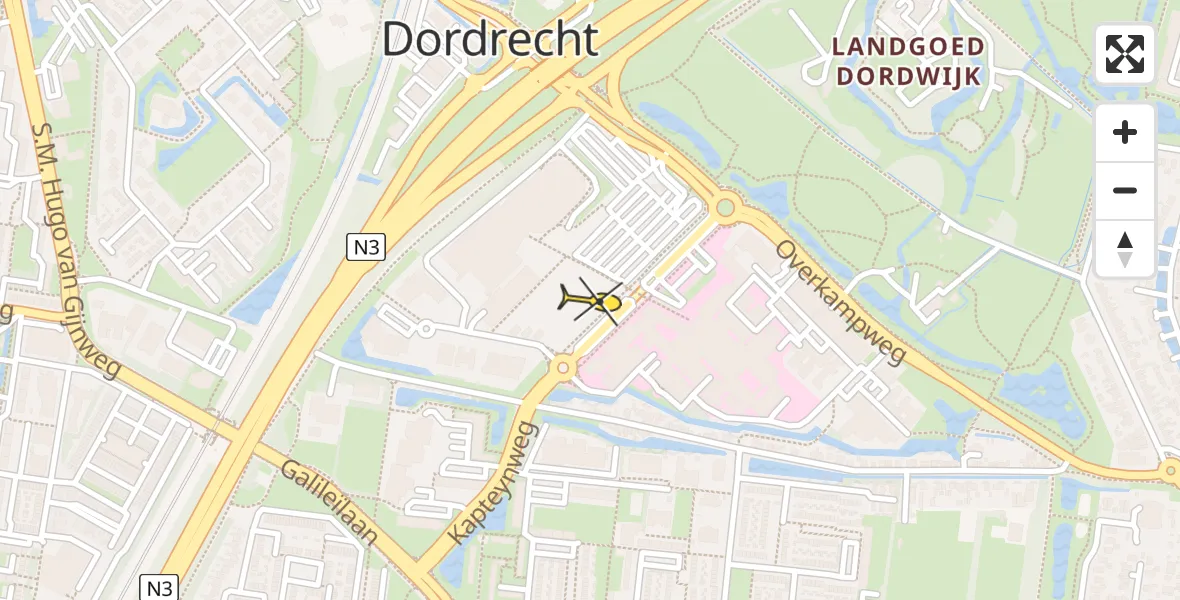 Routekaart van de vlucht: Lifeliner 2 naar Dordrecht