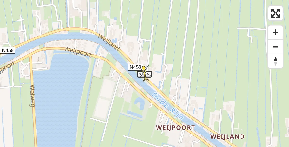 Routekaart van de vlucht: Lifeliner 2 naar Nieuwerbrug aan den Rijn, Weijland