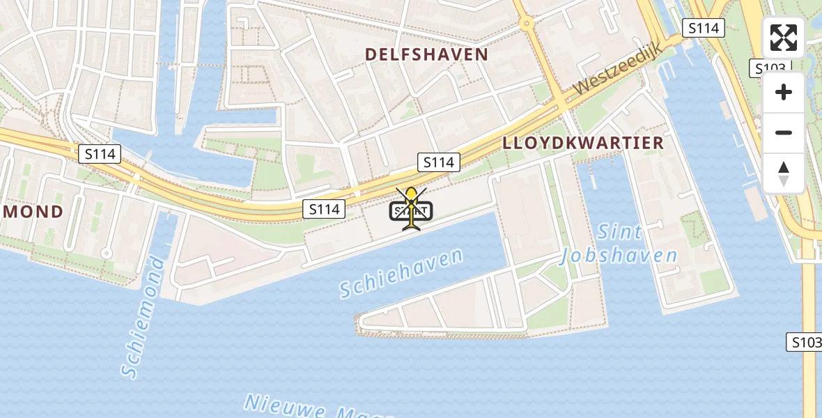 Routekaart van de vlucht: Lifeliner 2 naar Erasmus MC, Schiehaven