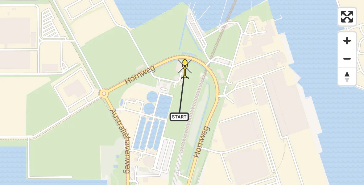Routekaart van de vlucht: Lifeliner 1 naar Amsterdam Heliport, Hornweg