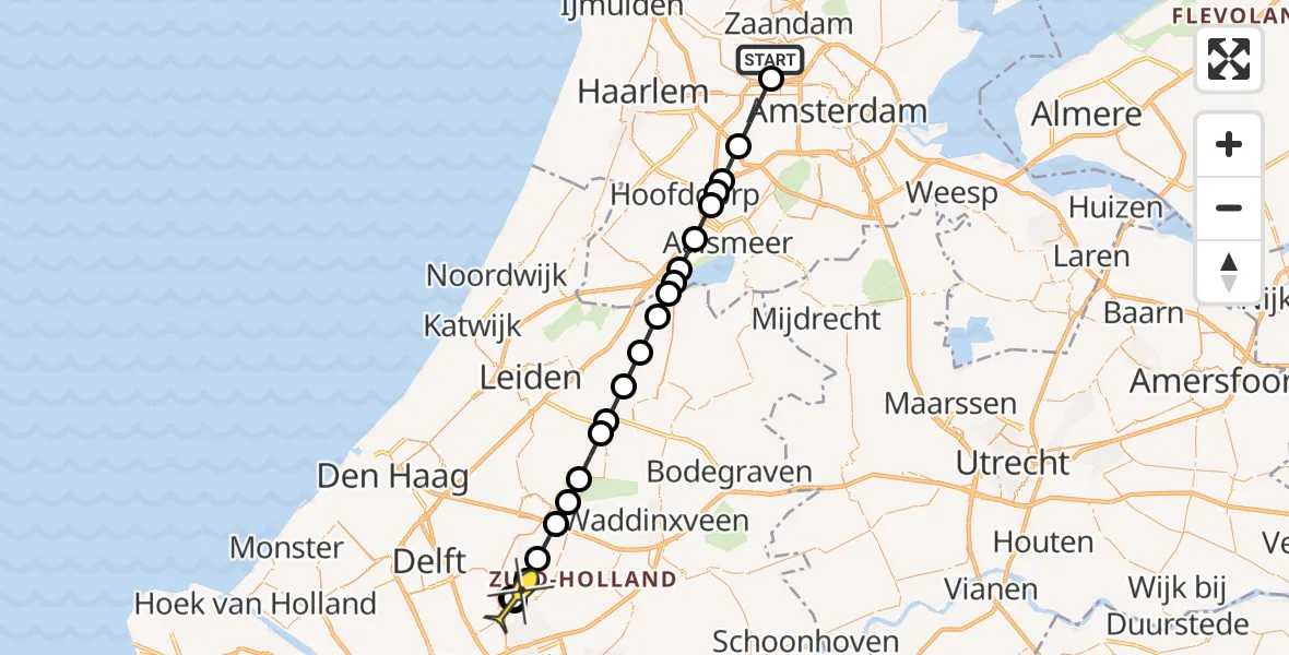 Routekaart van de vlucht: Lifeliner 1 naar Bergschenhoek, Lipariweg