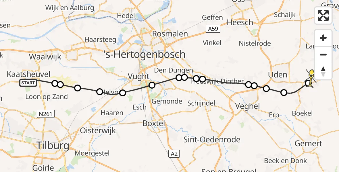 Routekaart van de vlucht: Lifeliner 3 naar Vliegbasis Volkel, Herautenplein