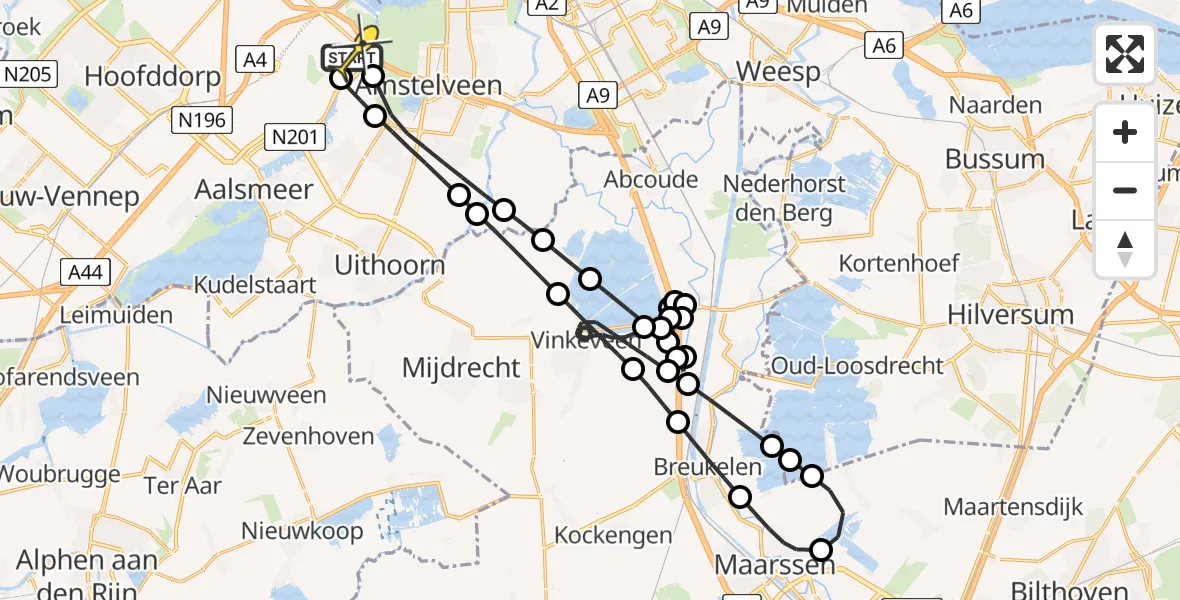 Vluchtroute Politiehelikopter van Schiphol naar Schiphol
