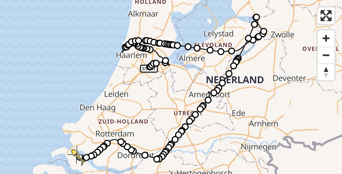Routekaart van de vlucht: Politiehelikopter naar Sommelsdijk, Kraayveldstraat