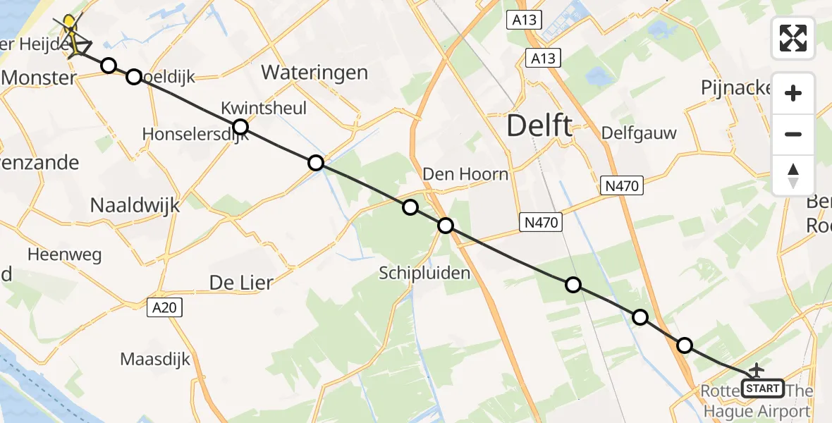 Routekaart van de vlucht: Lifeliner 2 naar Monster, Duyvenvoordestraat