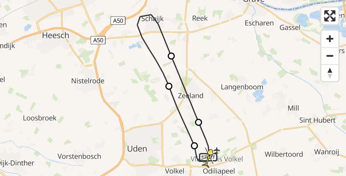 Routekaart van de vlucht: Lifeliner 3 naar Vliegbasis Volkel, Houtvennen