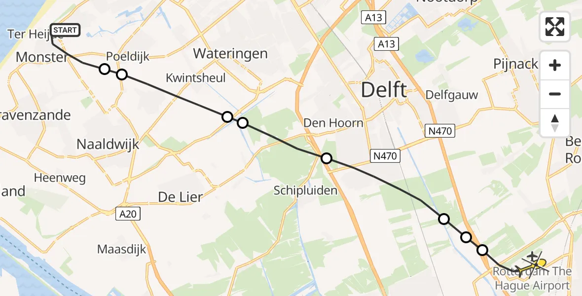 Routekaart van de vlucht: Lifeliner 2 naar Rotterdam The Hague Airport, Ruysdael