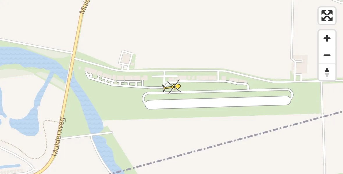 Routekaart van de vlucht: Politiehelikopter naar Vliegveld Midden-Zeeland