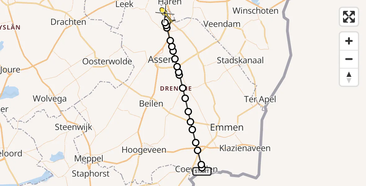 Routekaart van de vlucht: Lifeliner 4 naar Groningen Airport Eelde, Stieltjeskanaal