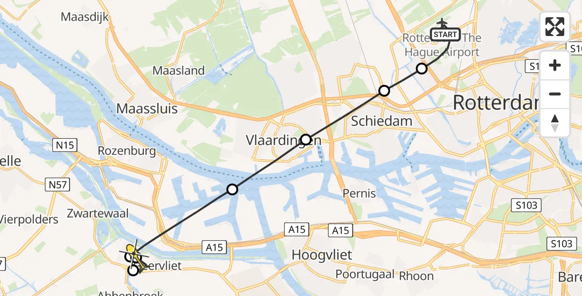 Routekaart van de vlucht: Lifeliner 2 naar Heenvliet, Deelenpad
