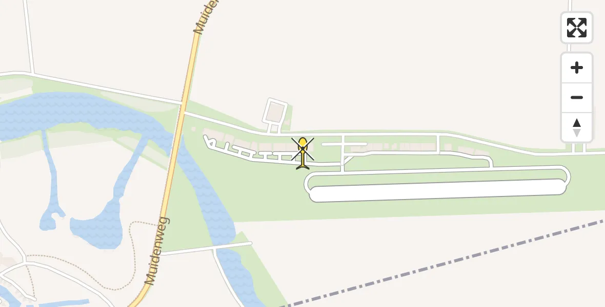 Routekaart van de vlucht: Kustwachthelikopter naar Vliegveld Midden-Zeeland