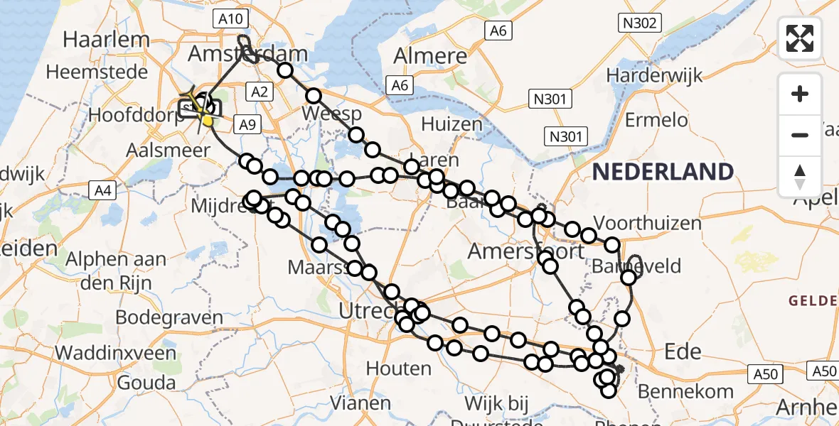 Vluchtroute Politiehelikopter van Schiphol naar Schiphol