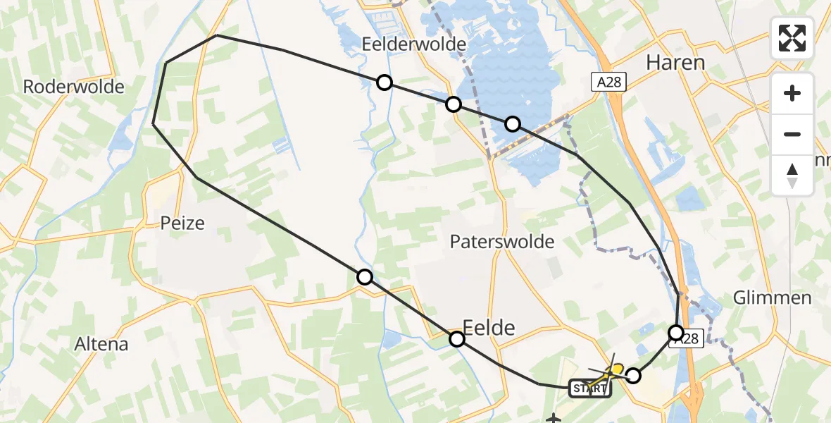 Routekaart van de vlucht: Lifeliner 4 naar Groningen Airport Eelde, Hoofdweg