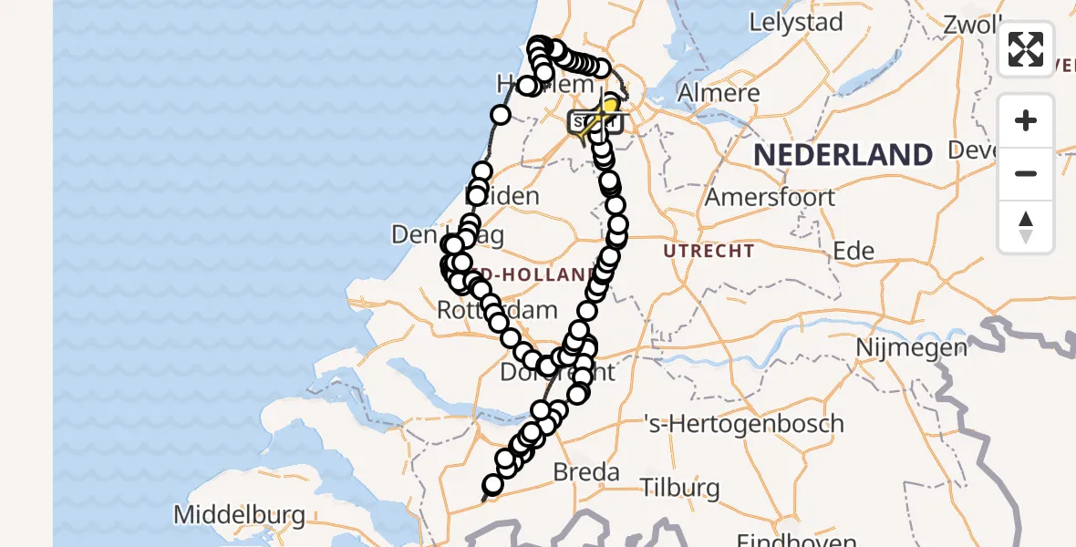 Vluchtroute Politiehelikopter van Schiphol naar Schiphol