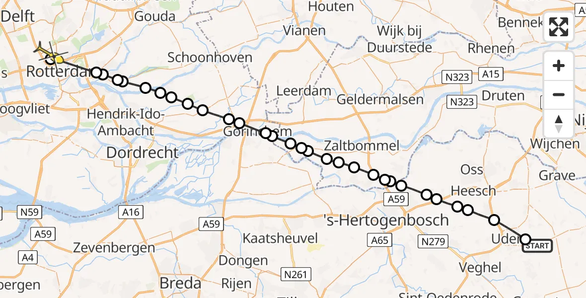Routekaart van de vlucht: Lifeliner 2 naar Rotterdam The Hague Airport, Venstraat