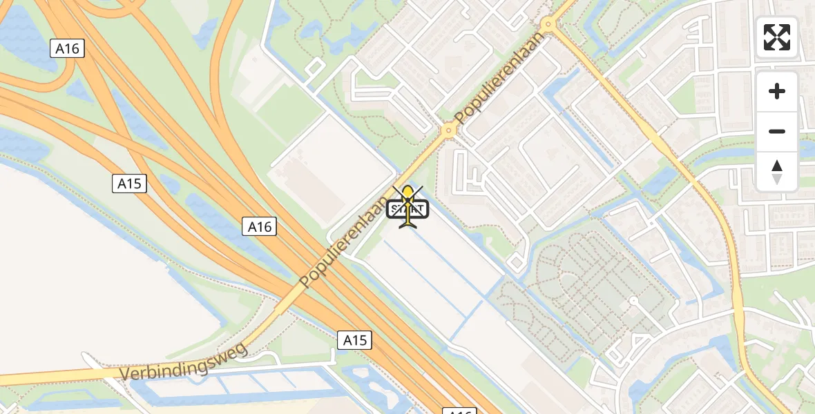 Routekaart van de vlucht: Lifeliner 2 naar Ridderkerk, Hogeweg