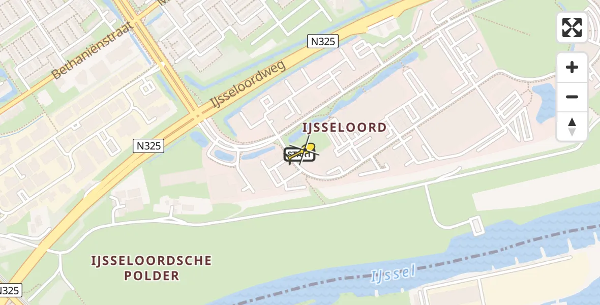 Routekaart van de vlucht: Lifeliner 1 naar Arnhem, Delta