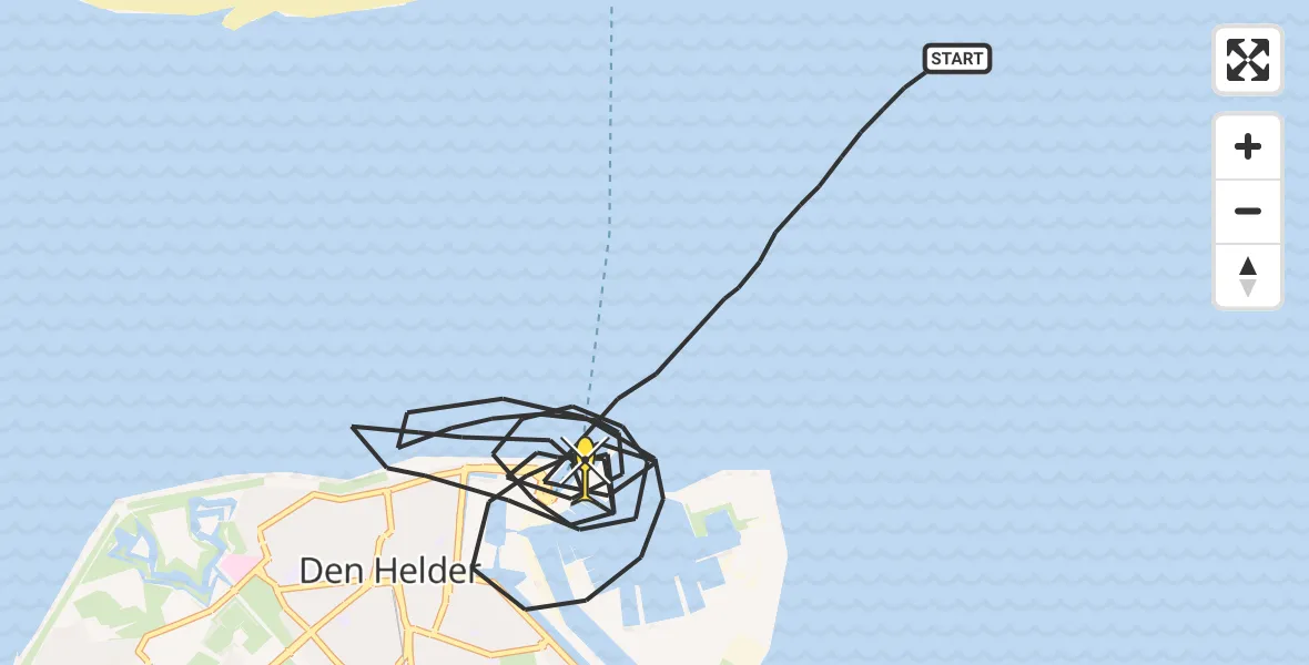 Routekaart van de vlucht: Politiehelikopter naar Den Helder, Marinehaven