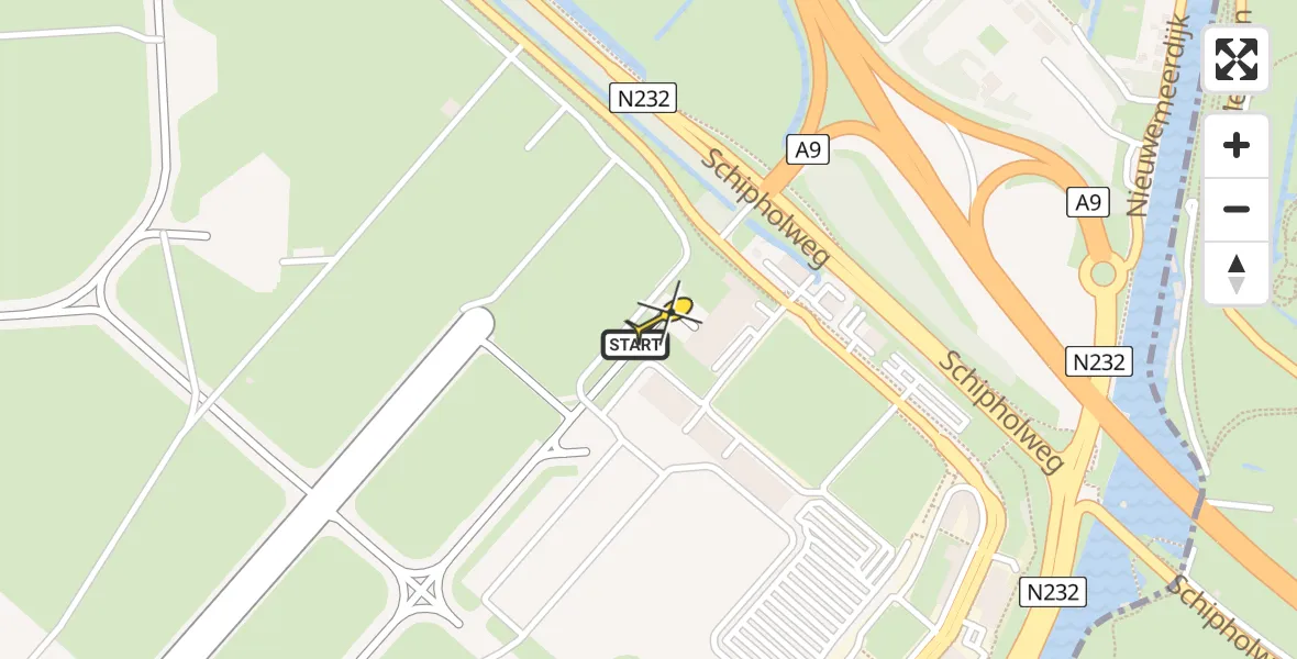 Vluchtroute Politiehelikopter van Schiphol naar Schiphol