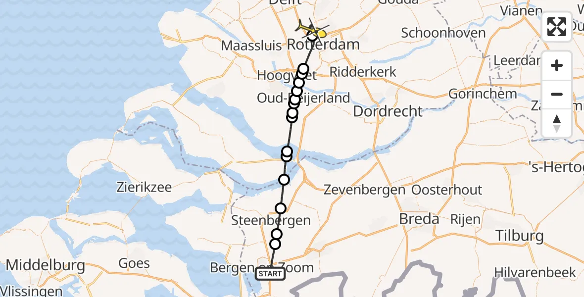 Routekaart van de vlucht: Lifeliner 2 naar Rotterdam The Hague Airport, Schaepmanlaan