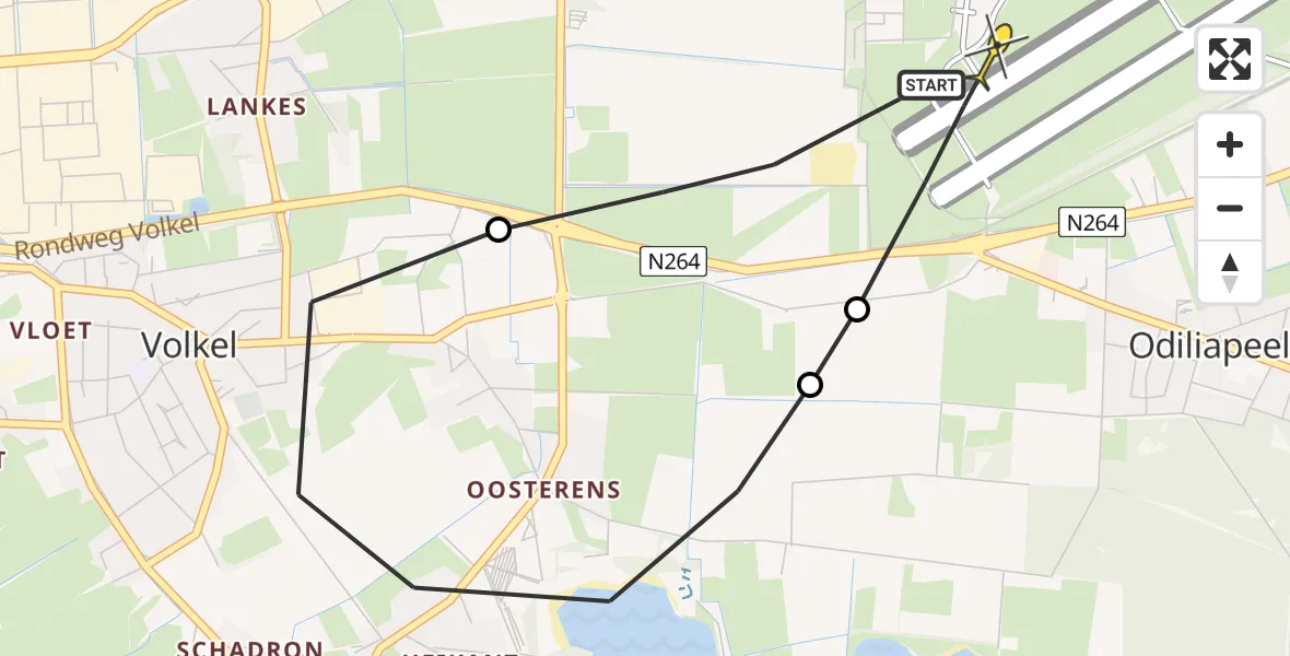 Routekaart van de vlucht: Lifeliner 3 naar Vliegbasis Volkel, Berkenweg