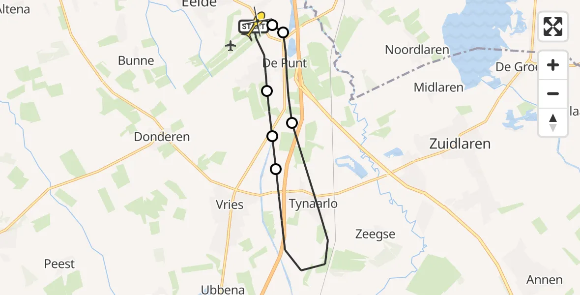 Routekaart van de vlucht: Lifeliner 4 naar Groningen Airport Eelde, Vissersweg