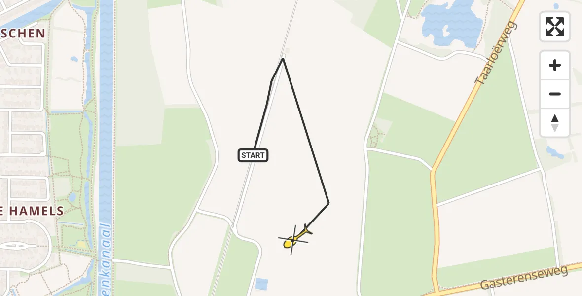 Routekaart van de vlucht: Politieheli naar Loon, Bovenlangs