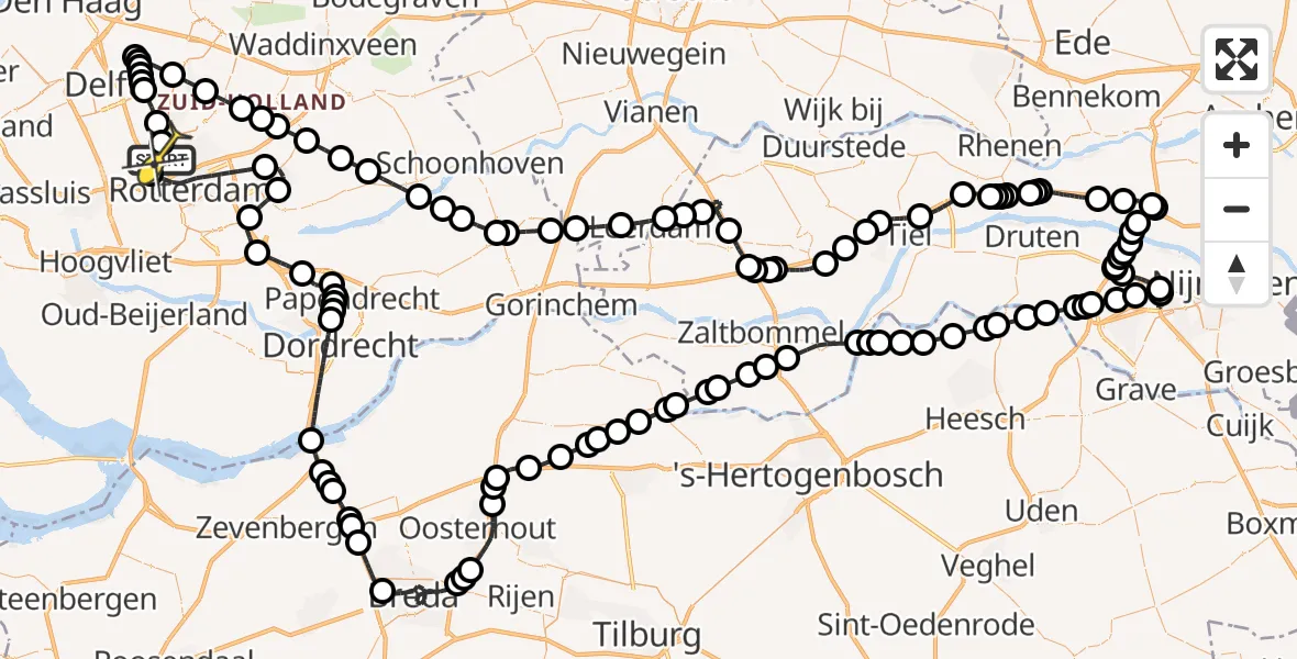 Routekaart van de vlucht: Politieheli naar Rotterdam The Hague Airport, Fairoaksbaan