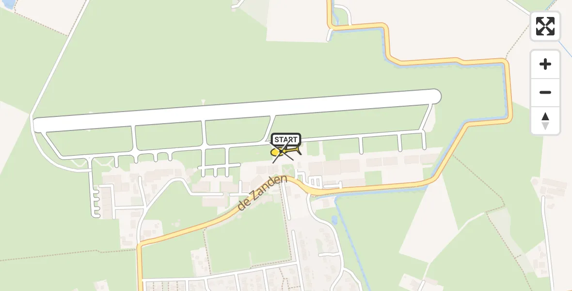 Routekaart van de vlucht: Politieheli naar Vliegveld Teuge, de Zanden