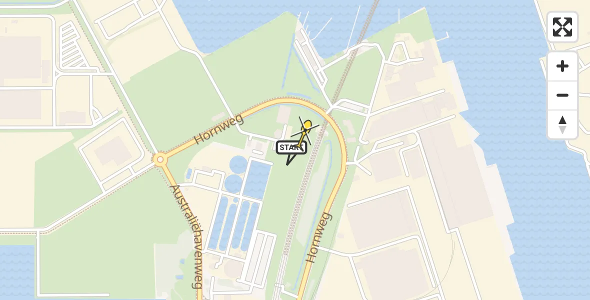Routekaart van de vlucht: Lifeliner 1 naar Amsterdam Heliport, Hornweg