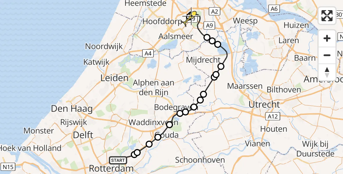 Routekaart van de vlucht: Politieheli naar Schiphol, Strekkade