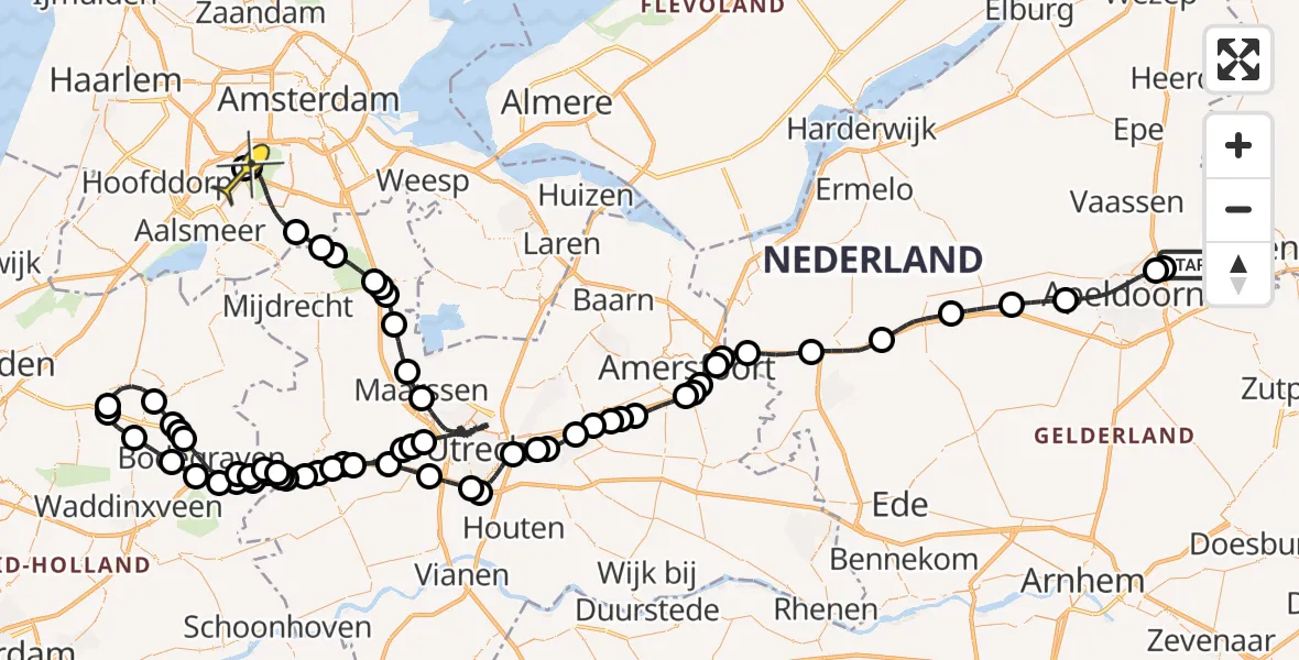 Routekaart van de vlucht: Politiehelikopter naar Schiphol, Ganzevlesweg