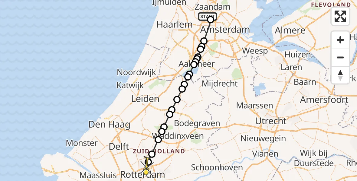 Routekaart van de vlucht: Lifeliner 1 naar Rotterdam, Kompasweg