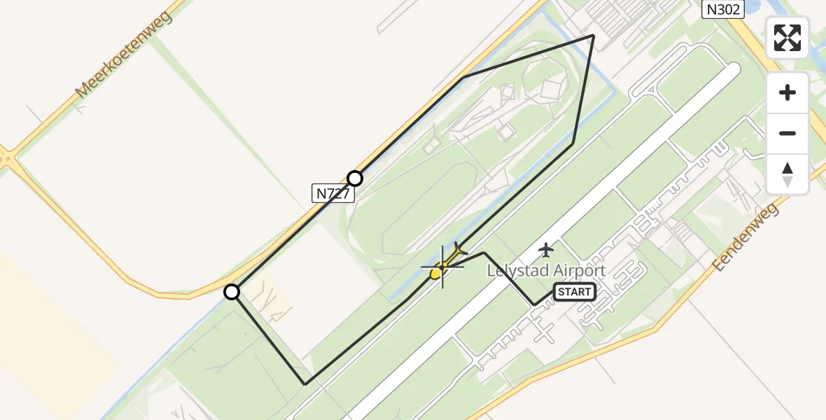 Routekaart van de vlucht: Ambulancehelikopter naar Lelystad Airport, Talingweg
