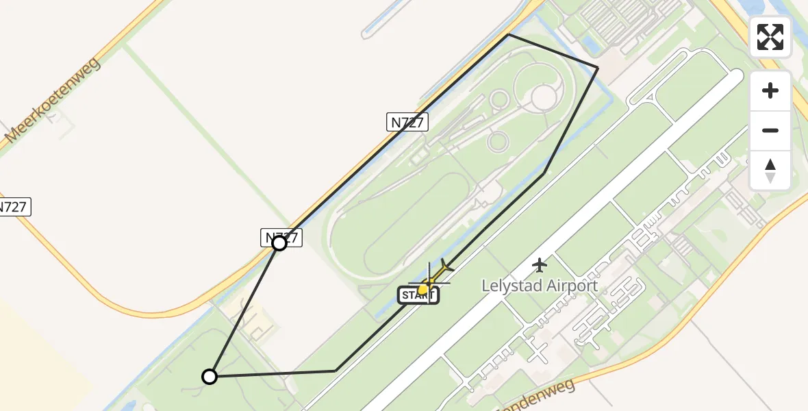 Routekaart van de vlucht: Ambulanceheli naar Lelystad Airport, Anthony Fokkerweg