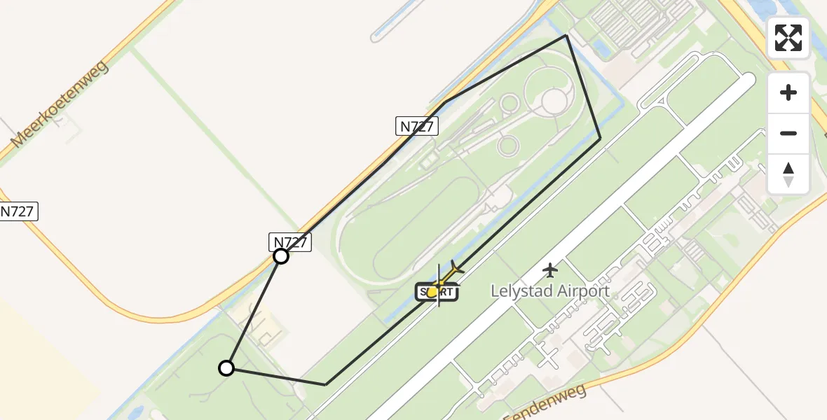 Routekaart van de vlucht: Ambulanceheli naar Lelystad Airport, Anthony Fokkerweg