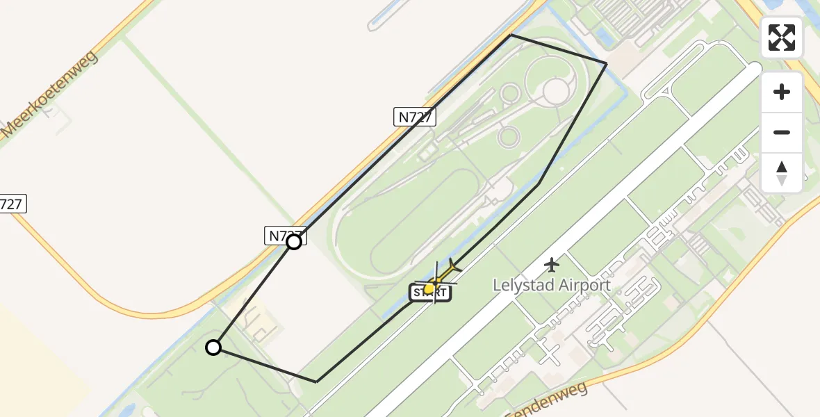 Routekaart van de vlucht: Ambulancehelikopter naar Lelystad Airport, Talingweg