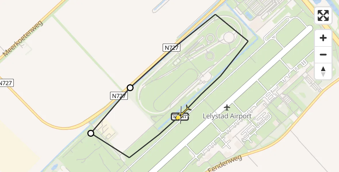 Routekaart van de vlucht: Ambulanceheli naar Lelystad Airport, Meerkoetentocht