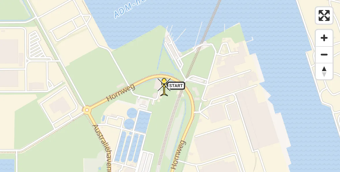 Routekaart van de vlucht: Lifeliner 1 naar Amsterdam Heliport, Hornweg