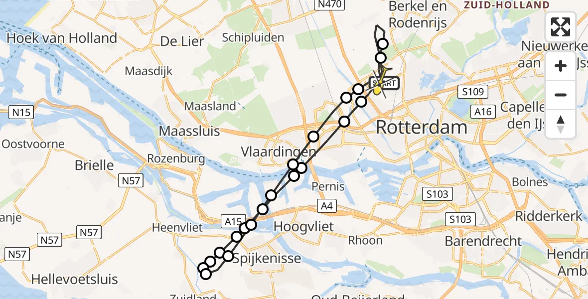 Routekaart van de vlucht: Lifeliner 2 naar Rotterdam The Hague Airport, Oude Bovendijk