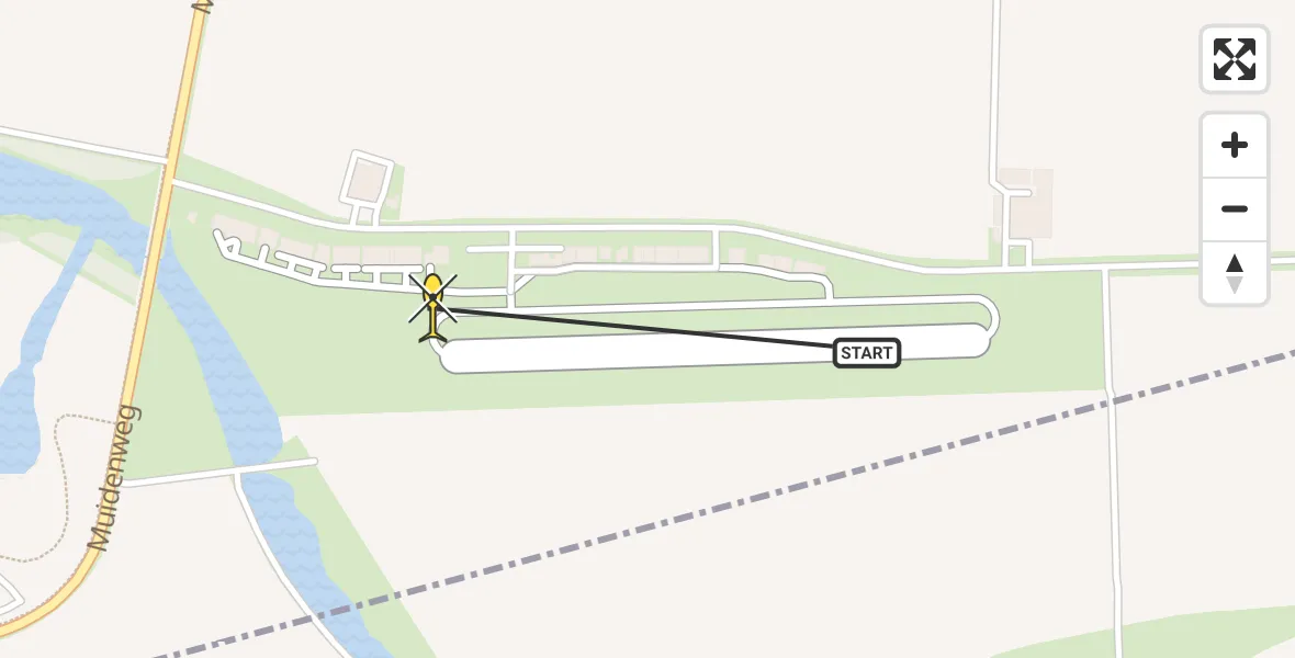 Routekaart van de vlucht: Kustwachthelikopter naar Vliegveld Midden-Zeeland, Calandweg