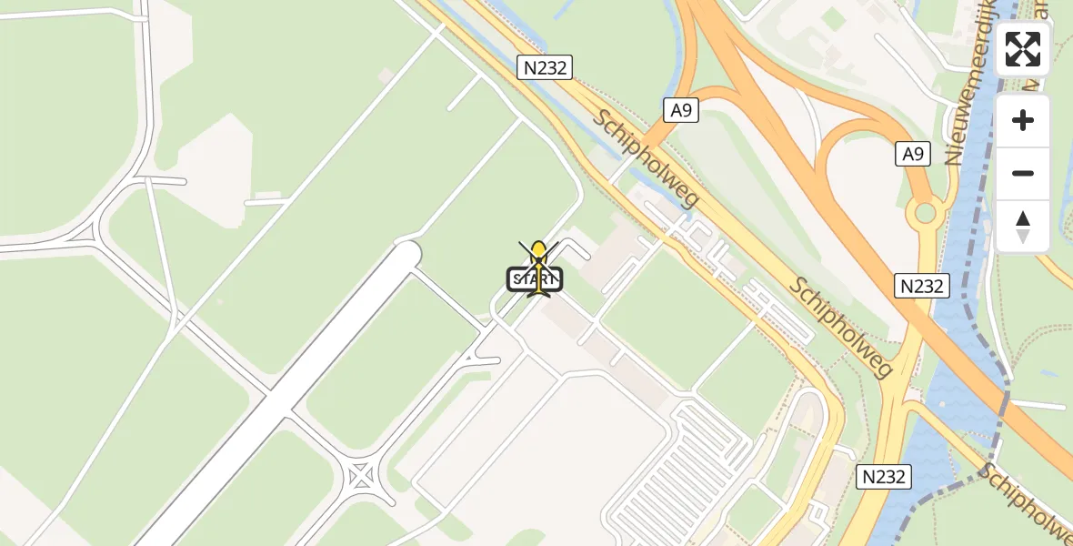 Vluchtroute Politiehelikopter van Schiphol naar Schiphol