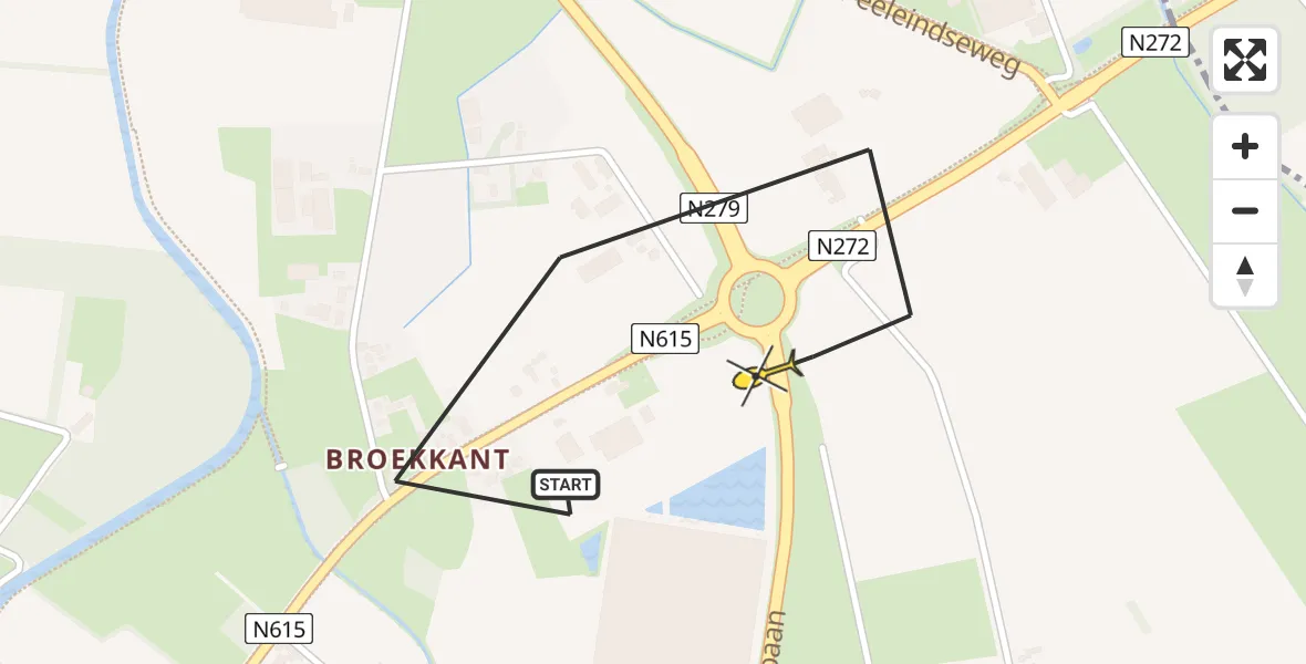 Routekaart van de vlucht: Lifeliner 3 naar Beek en Donk, Gemertseweg