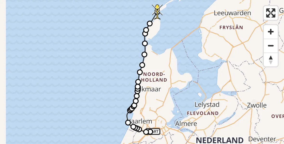 Routekaart van de vlucht: Politiehelikopter naar Vlieland, Rinse Hofstraweg