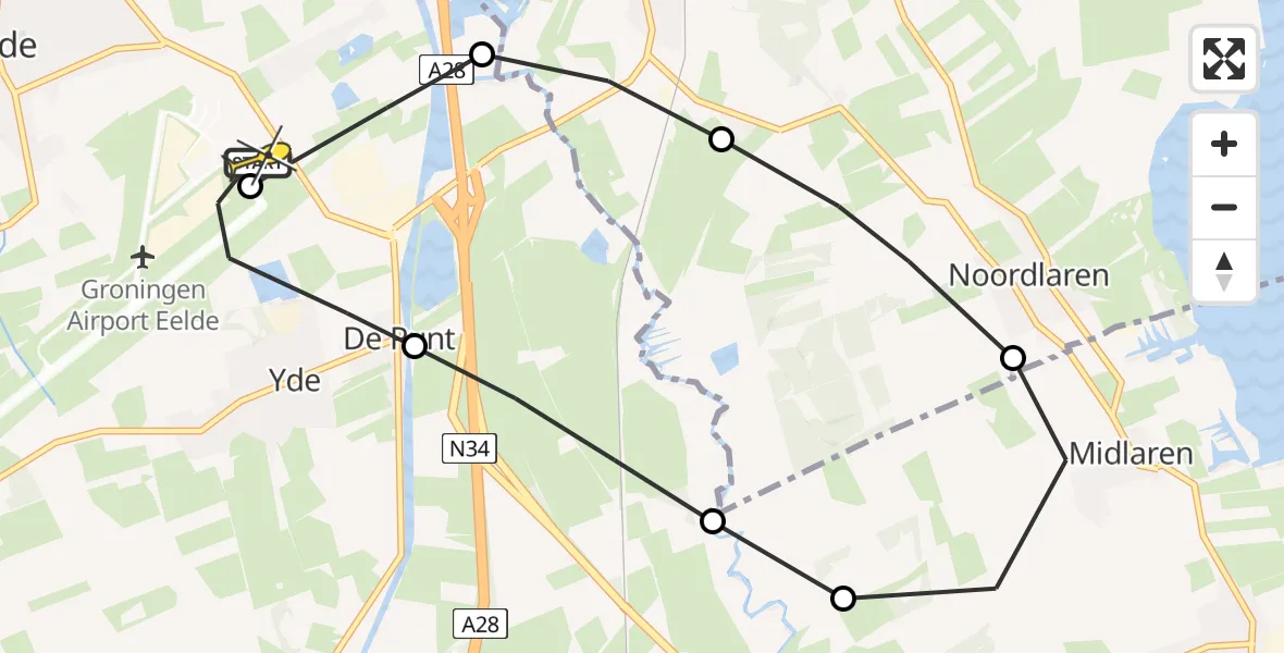 Routekaart van de vlucht: Lifeliner 4 naar Groningen Airport Eelde, Machlaan