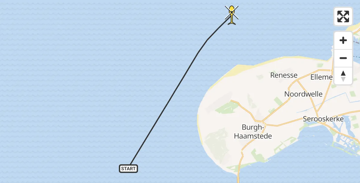 Routekaart van de vlucht: Politieheli naar Voordelta