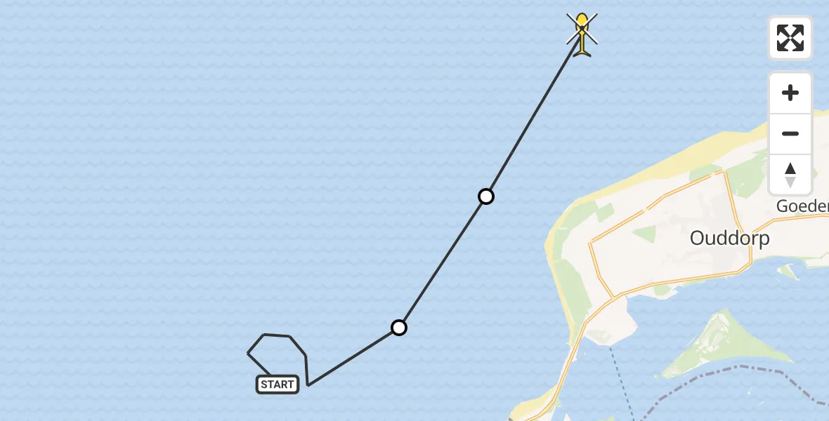 Routekaart van de vlucht: Politieheli naar Duinpad 3e blok