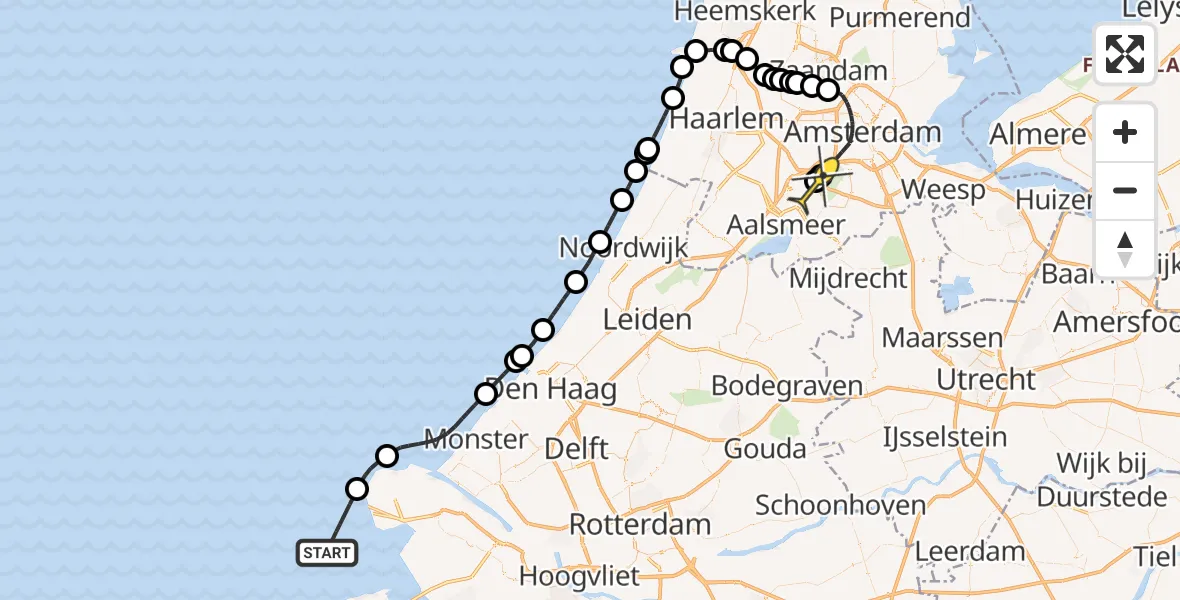 Routekaart van de vlucht: Politieheli naar Schiphol, Loevesteinse Randweg