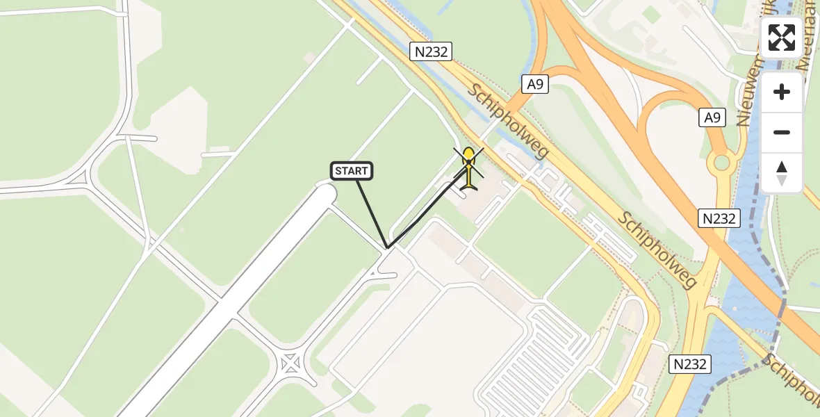 Vluchtroute Politiehelikopter van Schiphol naar Schiphol