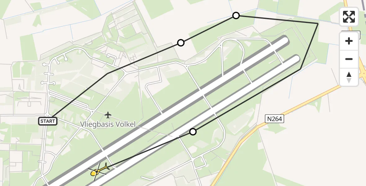 Routekaart van de vlucht: Lifeliner 3 naar Vliegbasis Volkel, Zeelandsedijk